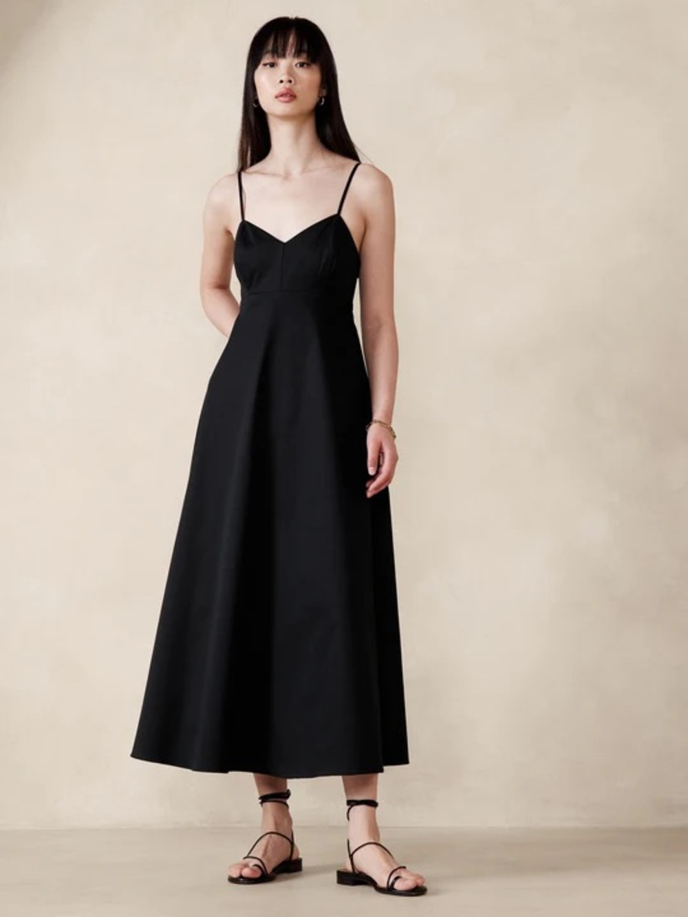 Banana Republic Poplin Cut-Out Maxi Dress Black